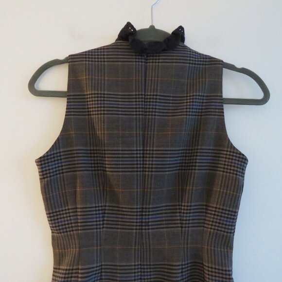 SEA NEW YORK Wool Blend Plaid Dark Academia Shift Dress Officecore - Size US 0 - Picture 10 of 16
